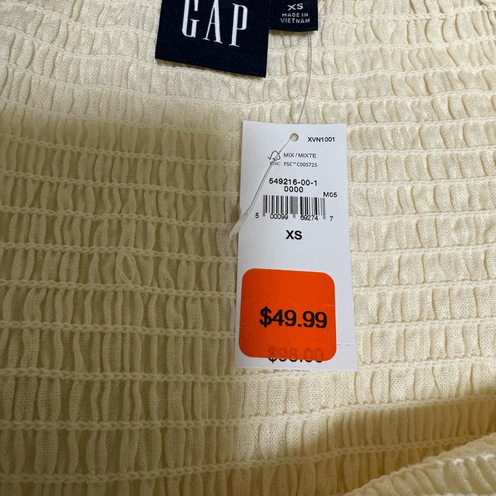 GAP Cream Short Puff Sleeve Dress - Picture 10 of 14